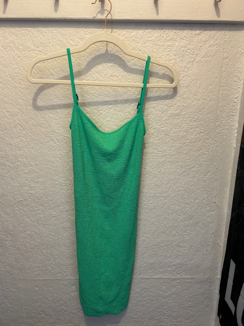 bond-eye Green Textured Mini Slip Dress